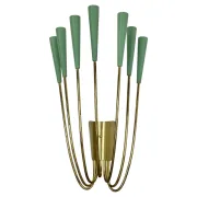 Large brass wall light in stilnovo style, 54 cm, italy, 1950s
