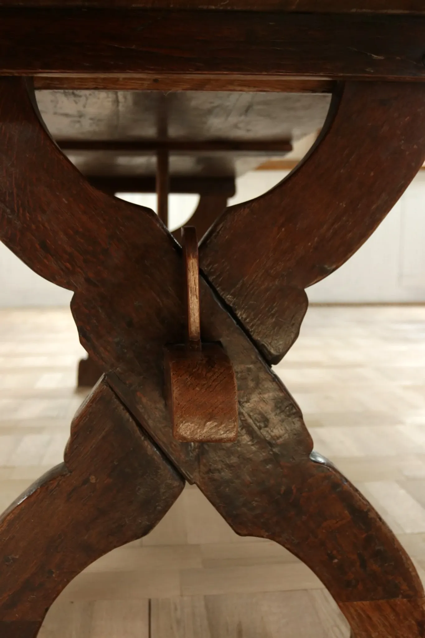 17th-century French oak refectory table / trestle table – 240 cm