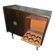 1950s/60s bar cabinet, upholstered interior & lighting