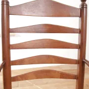 Dutch oak ladderback armchair with rush seat – 1950s