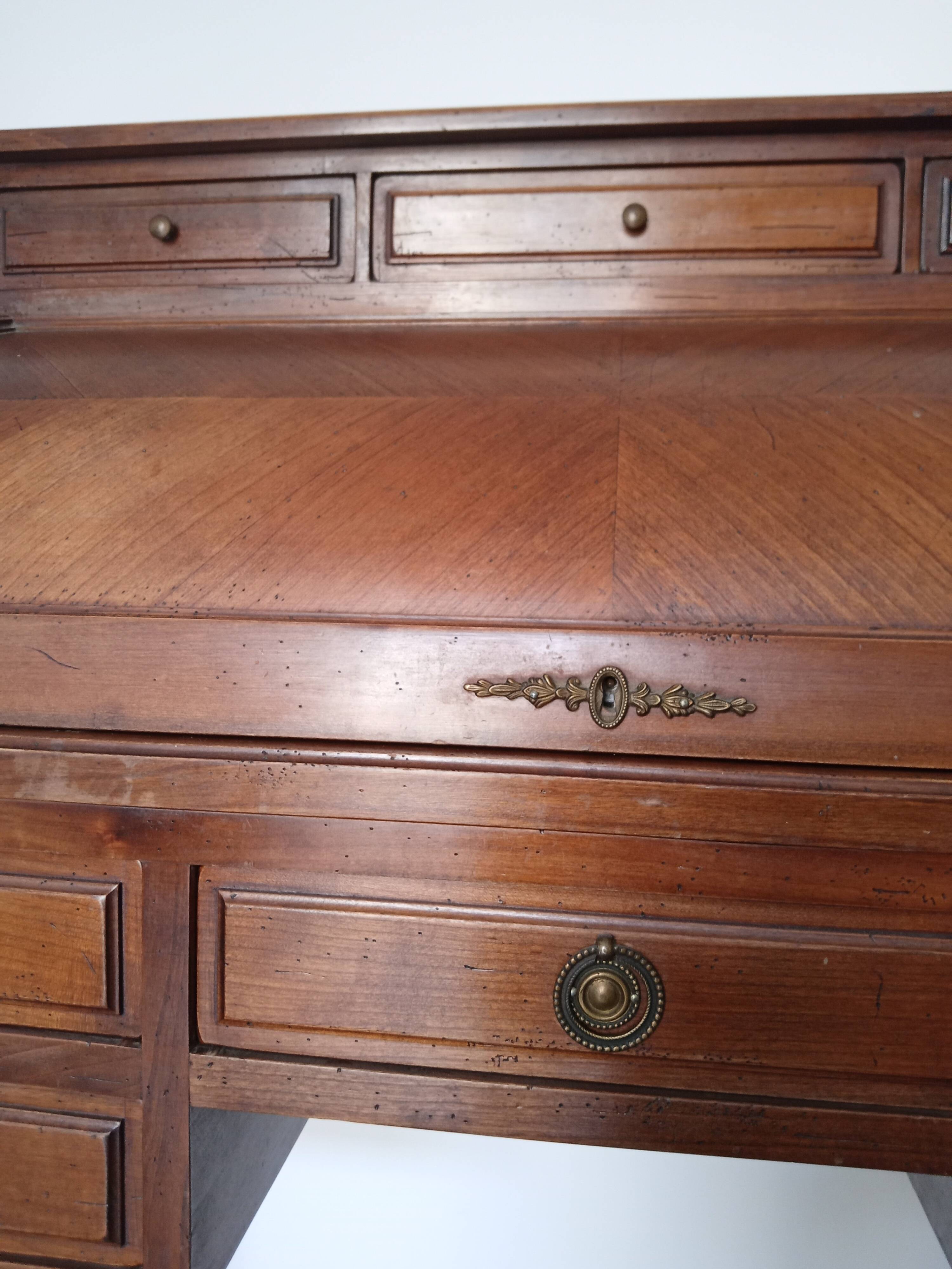 Antique wooden drop-leaf secretary, Louis XVI style.
