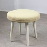 Tabouret vintage italien en tissu beige, années 80