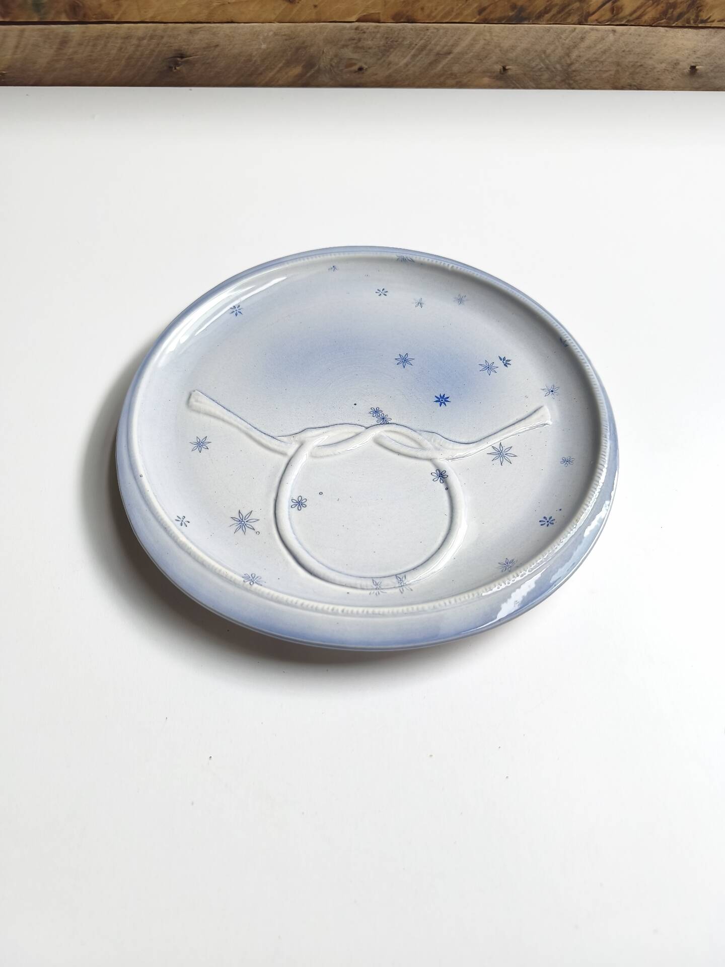 Vintage plate Gien France model Pierrot blue star decoration