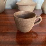 Lot old tea coffee service vallauris style ceramic beige 9p vintage #b843