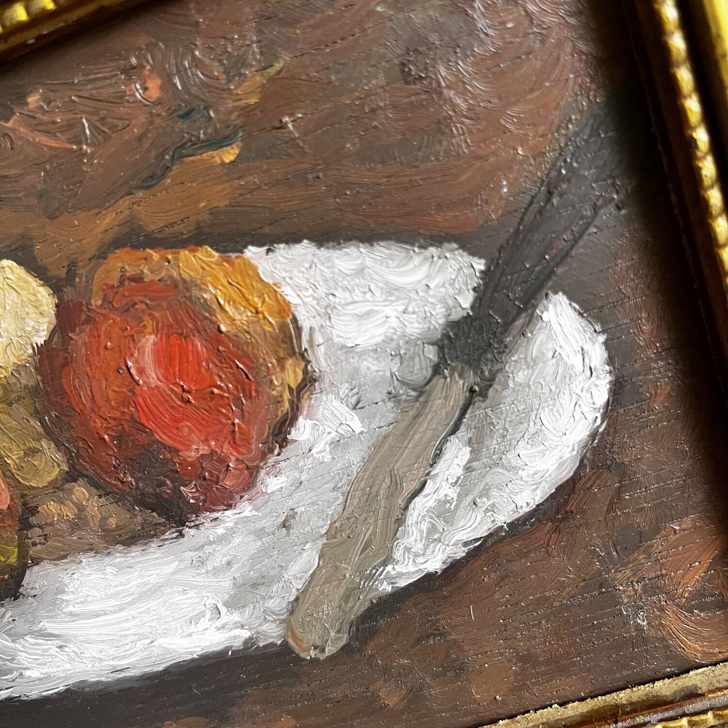 Tableau début XXème "Les pommes et le couteau"