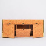 Willy Rizzo Elm Birch Wood and Brass Cabinet Model Alveo for Mario Sabot