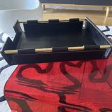 Jacques Adnet Style Desk Tray in Vintage Black Leather