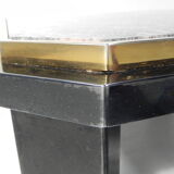 Table basse Fedam, Hollywood Regency, marbre dans cadre en acier