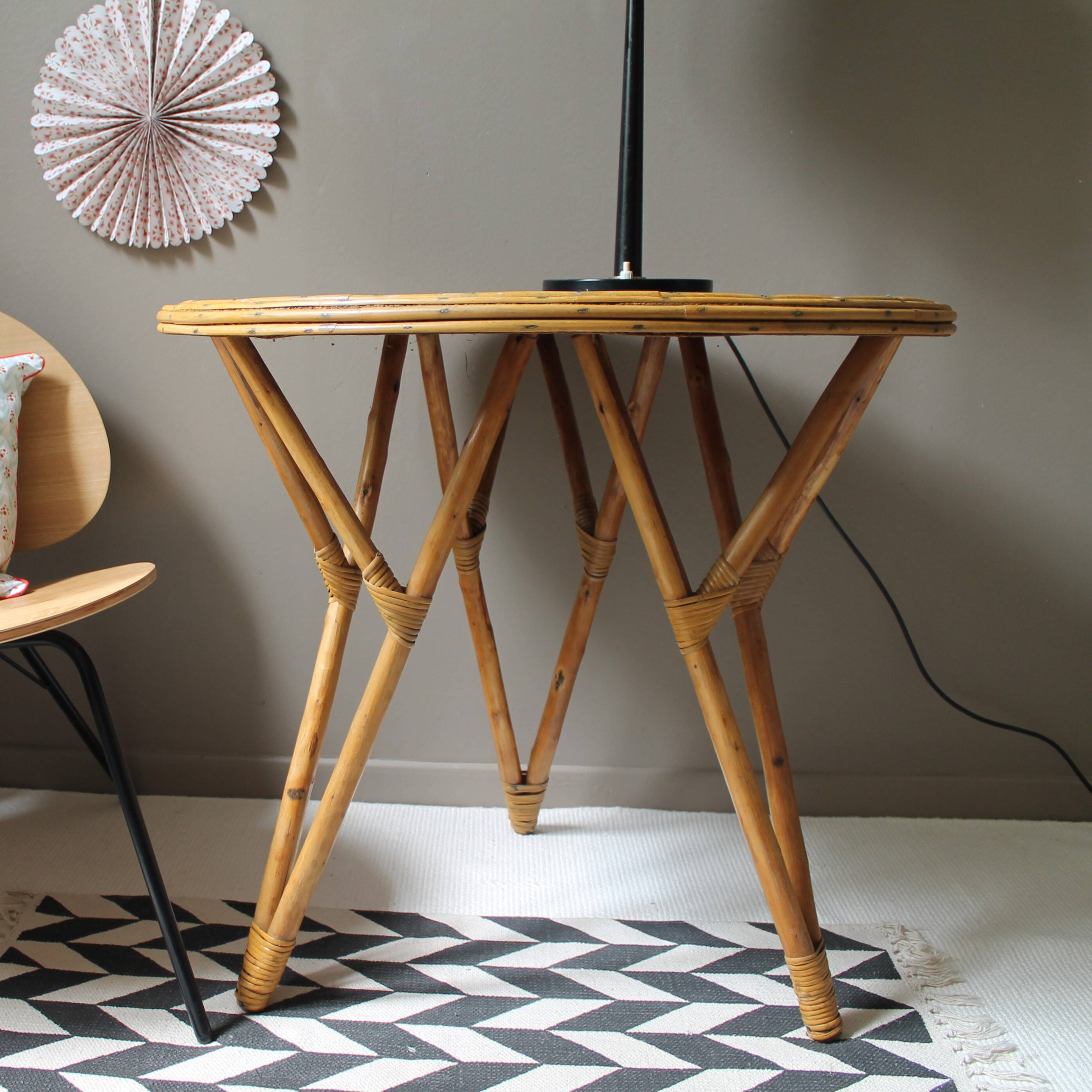 Vintage rattan high table