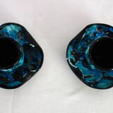 Pair of Vallauris fat lava blue egg cups from the 50s/60s