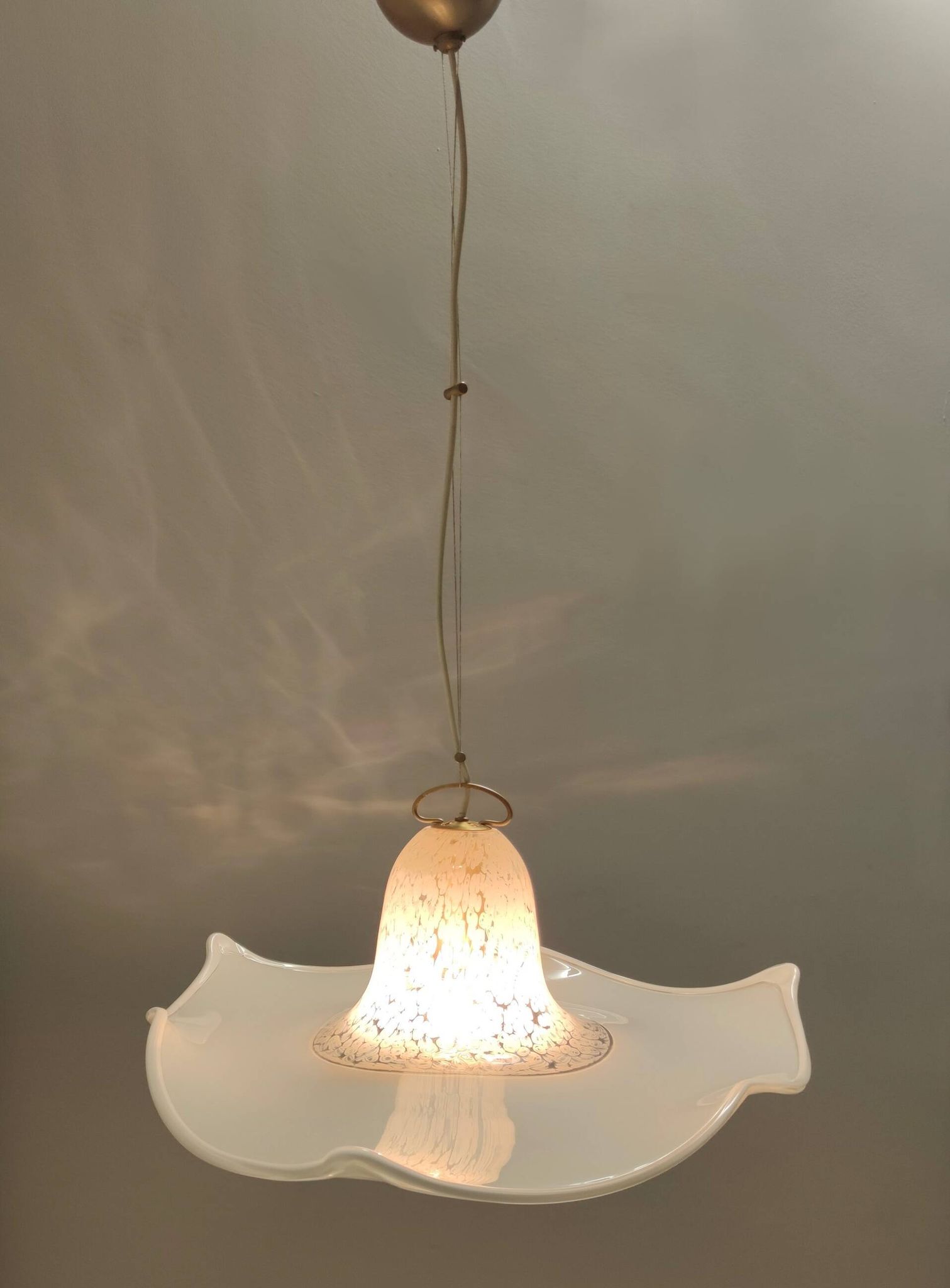 White Murano Glass Pendant Marked La Murrina, Italy, 1980s
