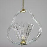 Charming Ercole Barovier Art Deco Chandelier, 'Bullicante' Glass Murano, 1940s