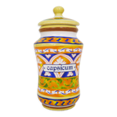 Old apothecary pot, Capsicum ceramic medicine jar. Year 70 80