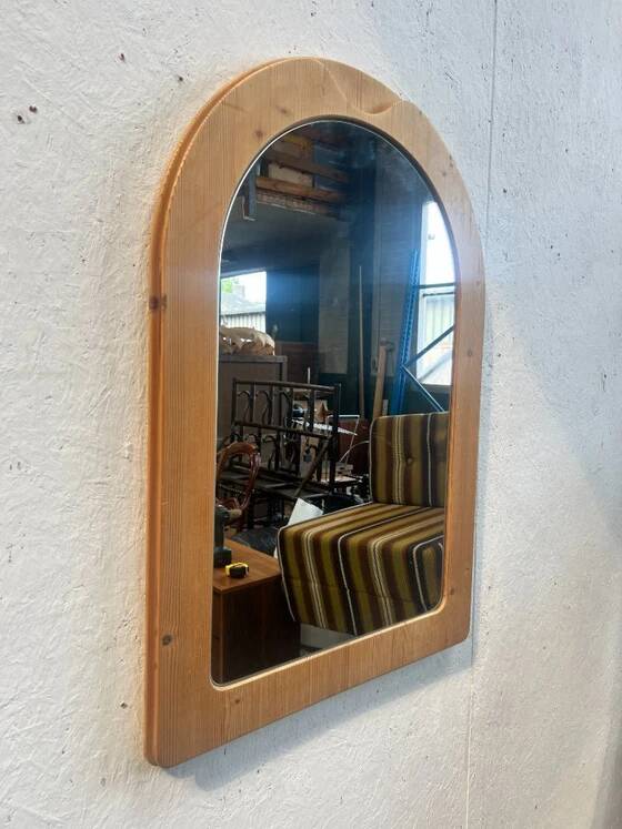 Vintage Large Pine Wooden Mirror, Sweden 1970's