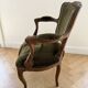 Louis XV cabriolet armchair in solid wood and green velvet