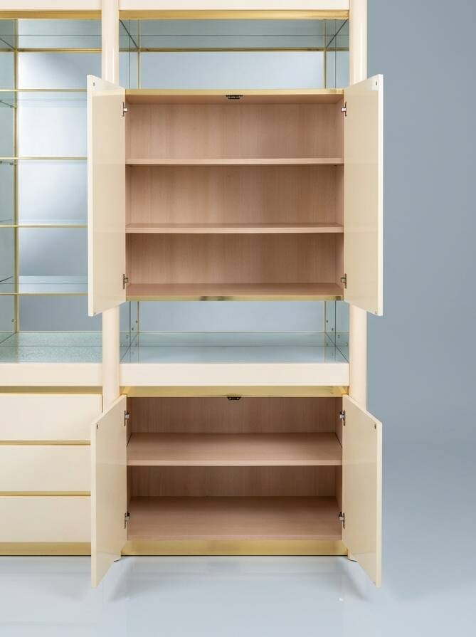 Library - Ivory and Brass Lacquered Living Mural - Jean Claude Mahey