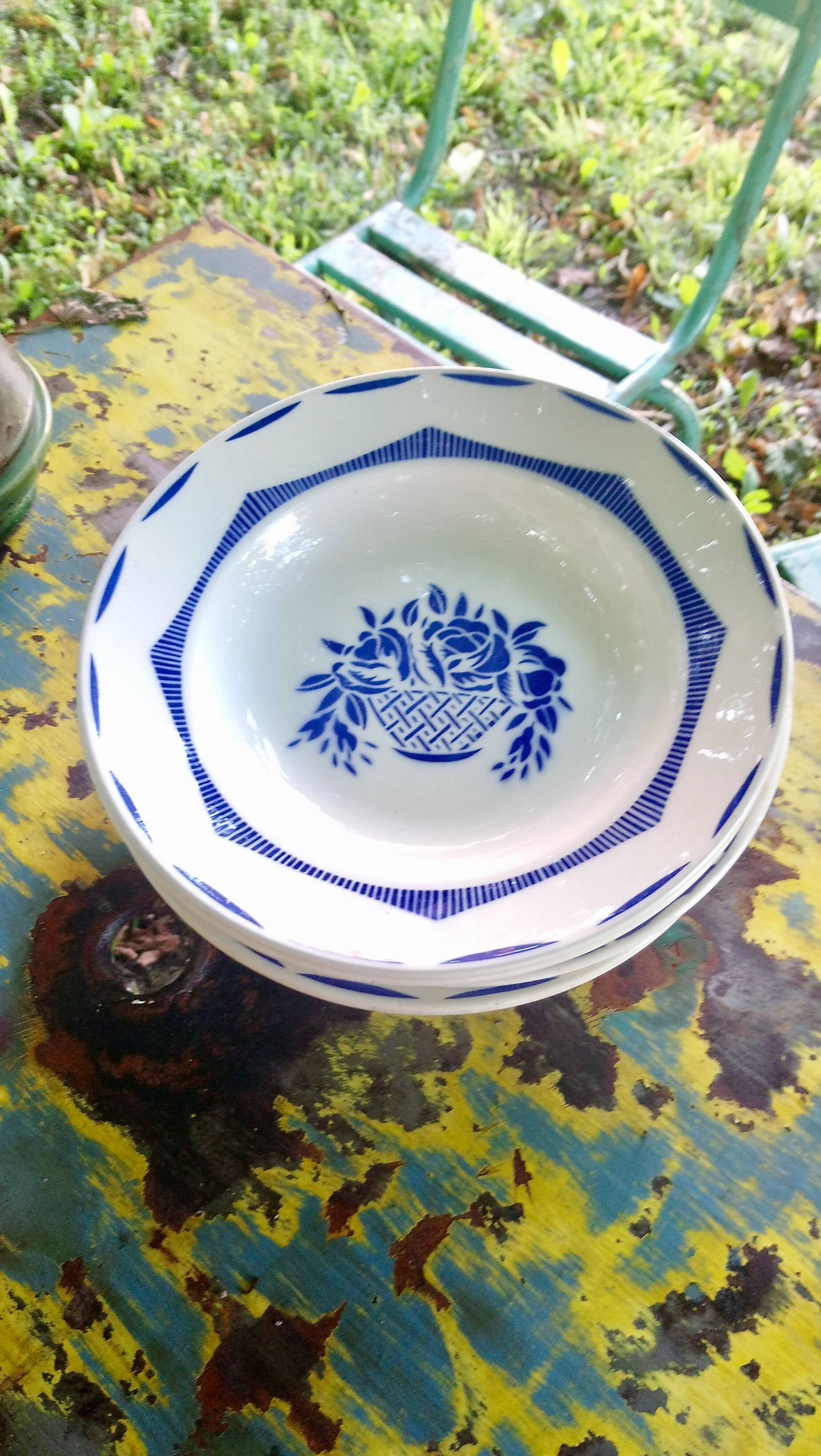 Vintage plates 50's blue