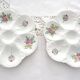 Pair of oyster plates, ceramic, flowers
