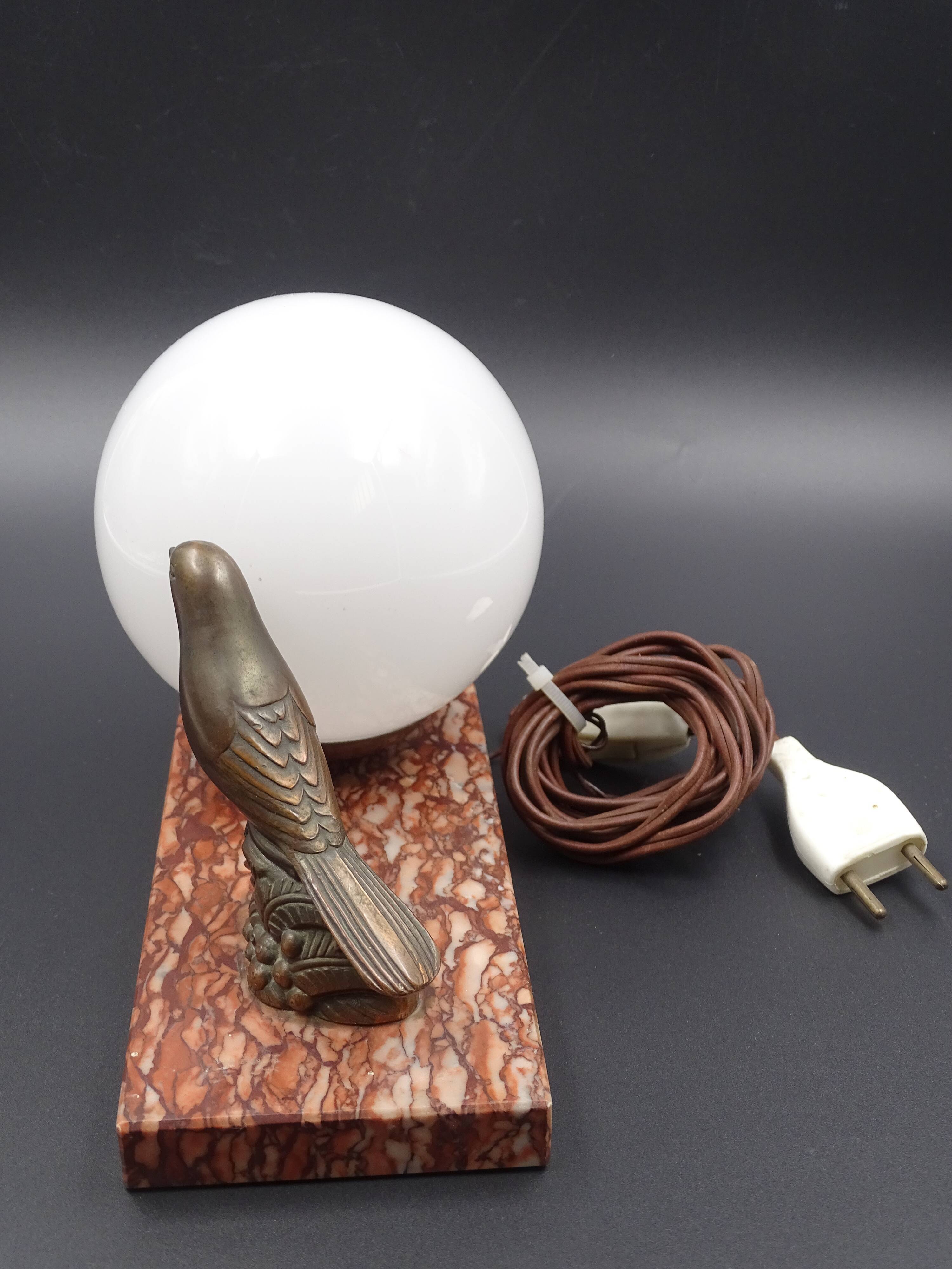 Table lamp "the little bird", marble base, circa 1950