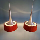 Pair of Scandinavian brushed aluminium pendants, Philips, 1960s