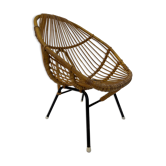 Chaise vintage en rotin par Dirk van Sliedregt Rohe Noordwolde 1960 aux Pays-Bas