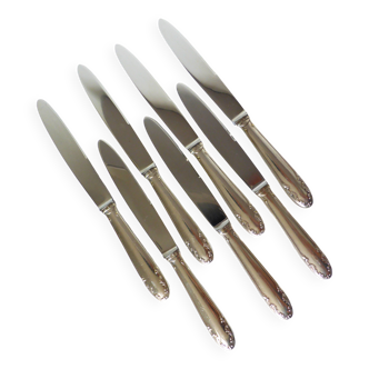 7 silver-plated metal knives with hallmarks