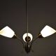 Mid-Century Chandelier in Brass and Frosted Glass, Czech, 1950s