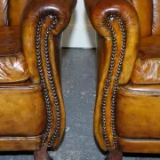 Vintage Art Deco Style Leather Chairs Hand-Dyed, Set of 2