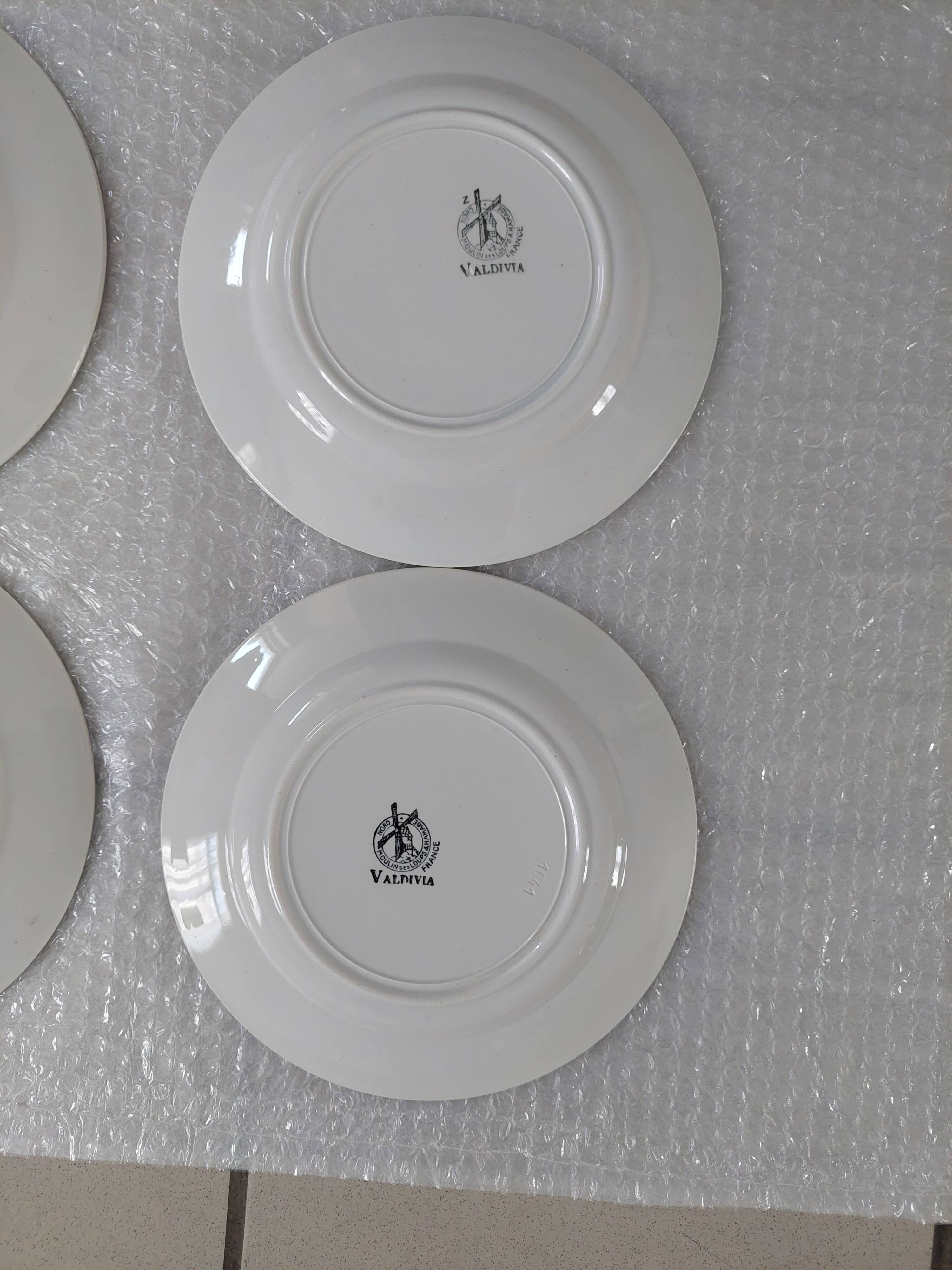 Set of 6 plates porcelain moulin des loups & hamage nord model valdivia used