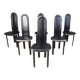 Set of 6 high back leather dining chairs, 1980s