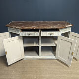 Low patinated sideboard with griotte marble top