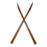 Pair of old wooden skis without bindings
