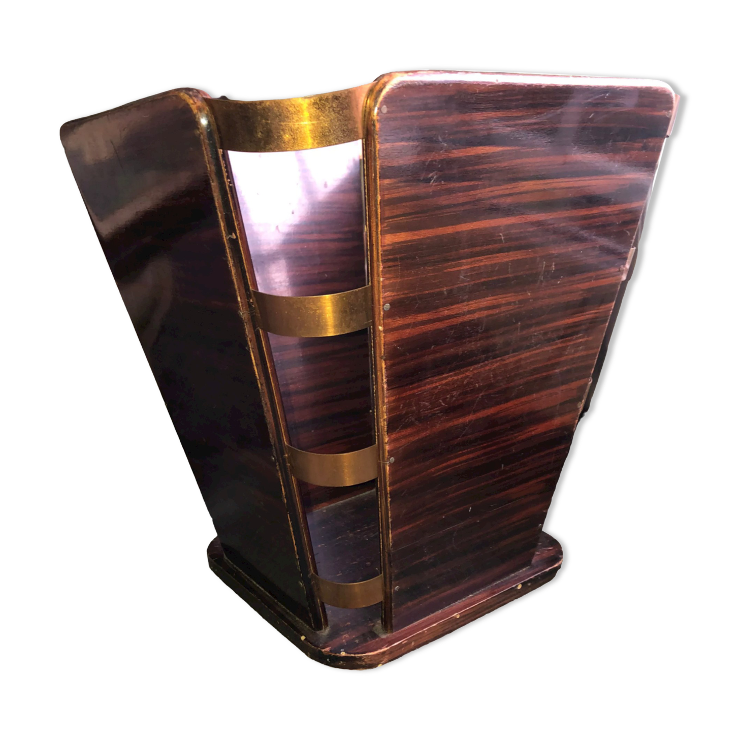 Antique art deco design rosewood waste paper basket