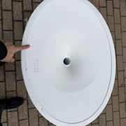 Original Knoll Tulip oval dining table (244cm) in Carrara marble.