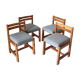 Modernist solid pine chairs with wool fabric seats, 1960s