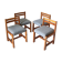 Modernist solid pine chairs with wool fabric seats, 1960s