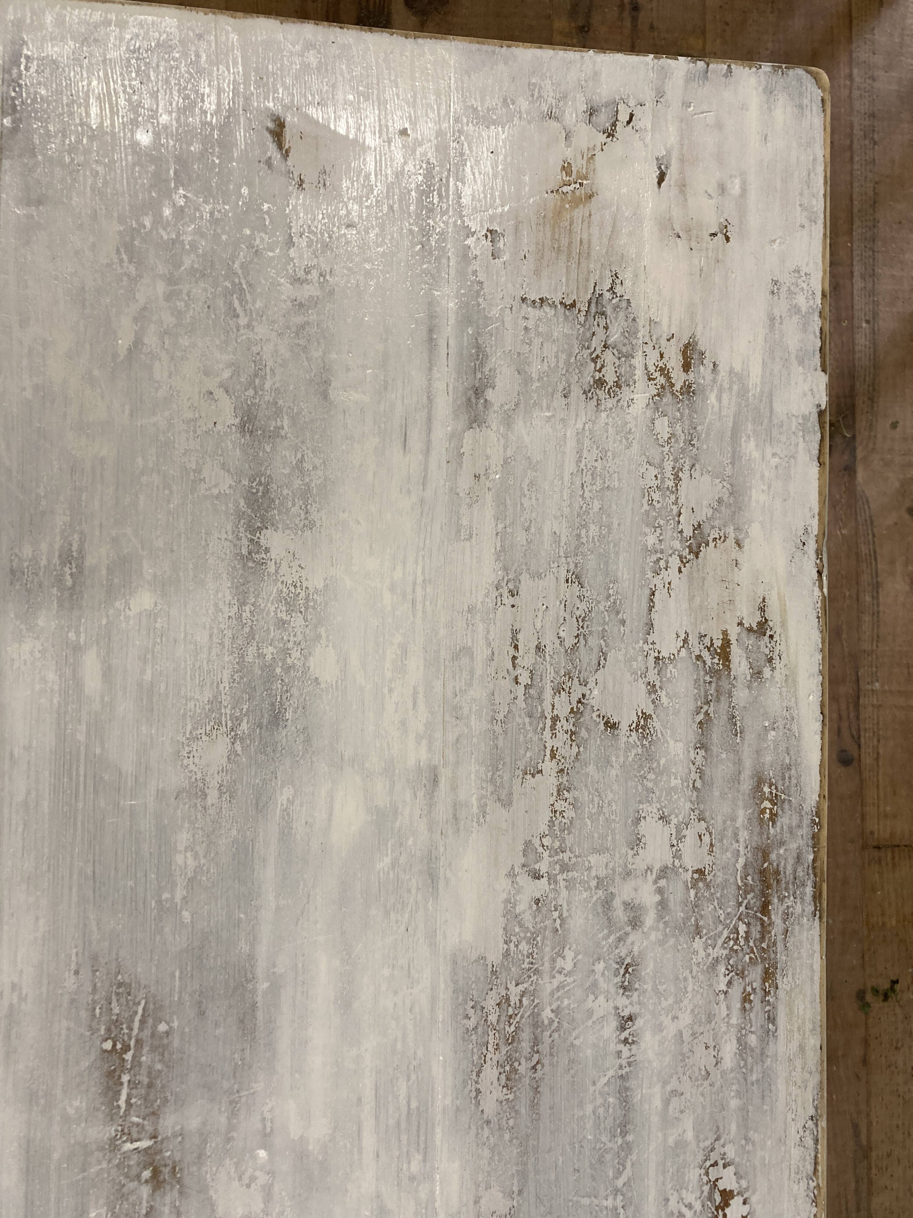 Farmhouse table 6 people white patinated in rectangular solid oak
