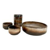 Service à apéritif vintage en céramique marron – 6 pièces