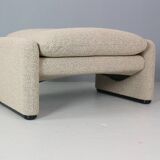 Vico Magistretti "Maralunga" 3-seater and footstool re-upholstered For Cassina