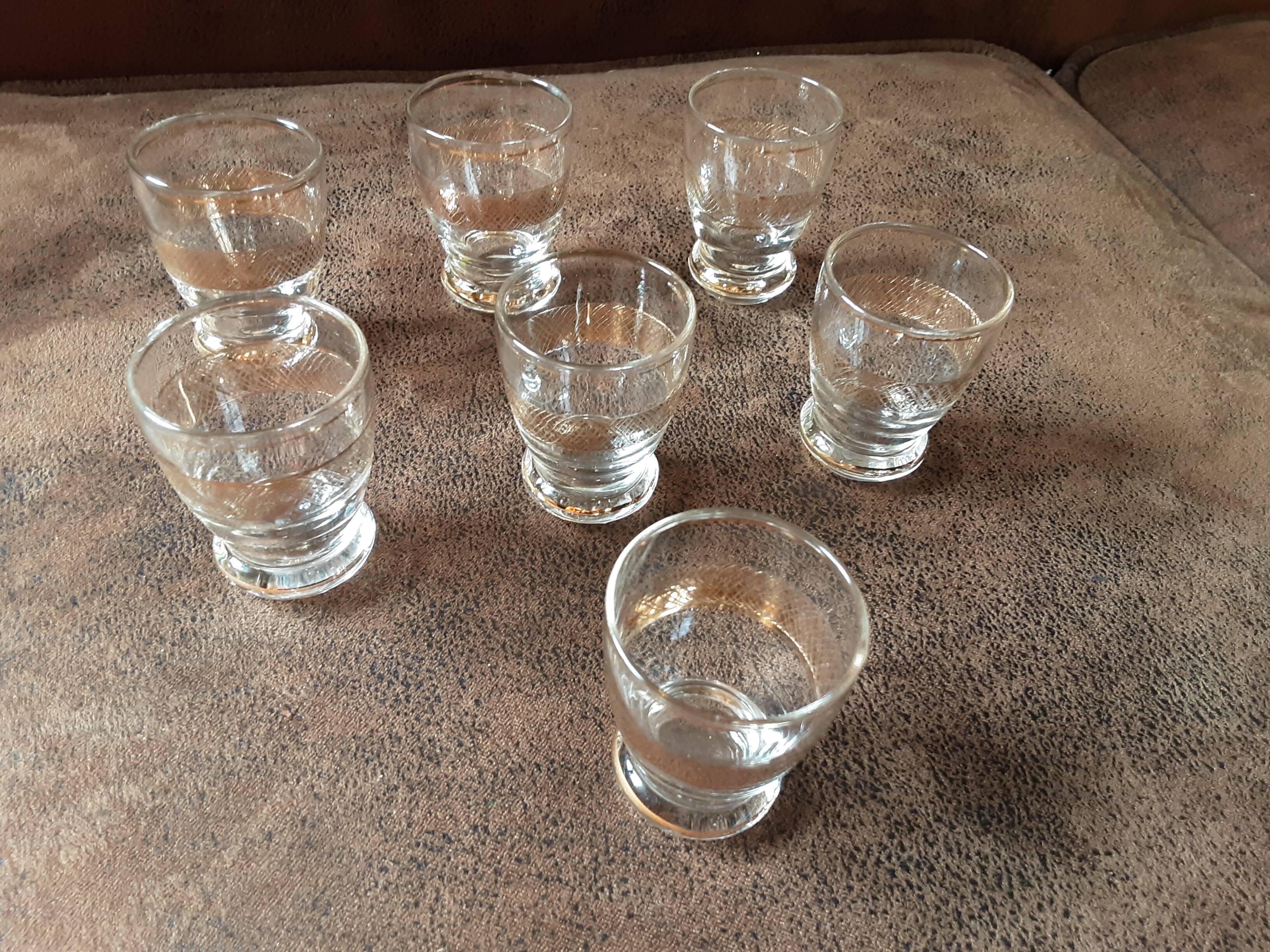 Set of 7 digestive glasses. Crystal