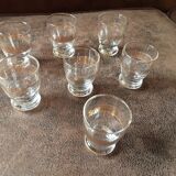 Set of 7 digestive glasses. Crystal