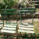 4 old iron and wood garden folding chairs