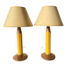 Pair of yellow pencil lamps, 80s