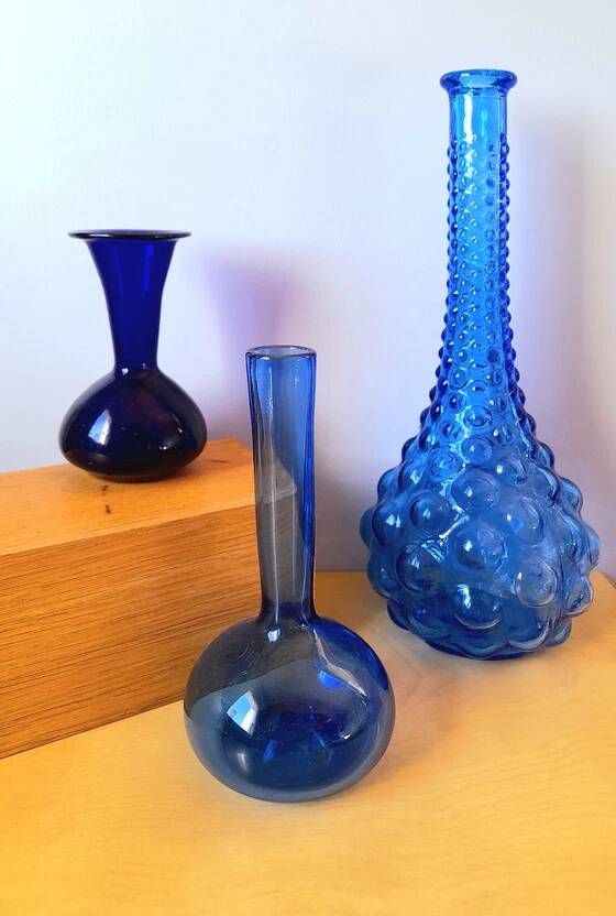 Blue glass bud vase