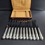 Box of 12 dessert knives – Silver-plated metal and stainless steel