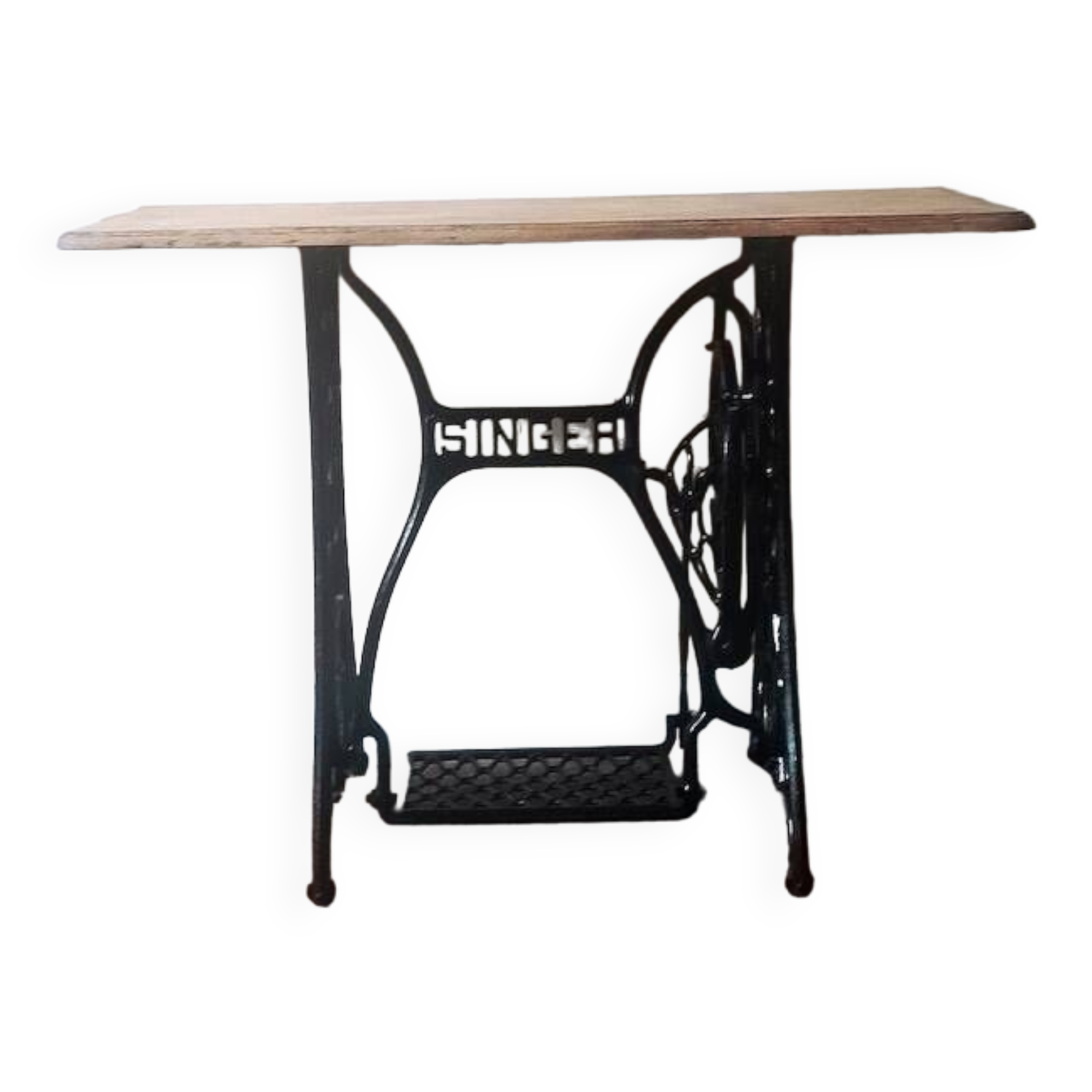 Solid wood and cast iron desk/Singer sewing machine table/entrance console/bathroom furniture
