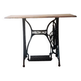Solid wood and cast iron desk/Singer sewing machine table/entrance console/bathroom furniture
