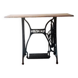 Bureau en bois massif et fonte/table machine à coudre Singer/ console d'entrée/ meuble de salle de b