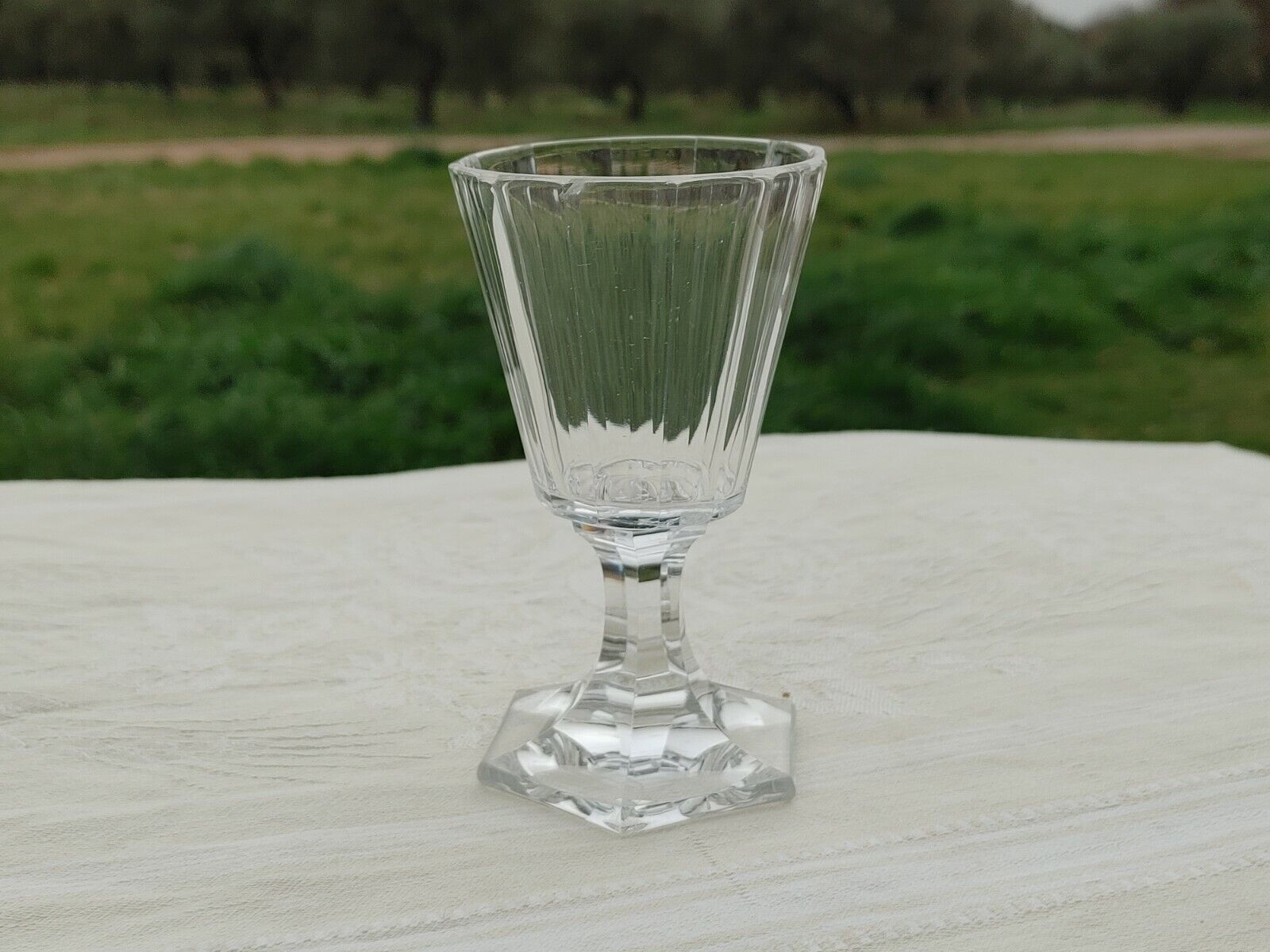 Baccarat White wine glass or port Crystal cut with cut sides, circa 1840