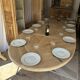 Solid oak farmhouse table with extensions.